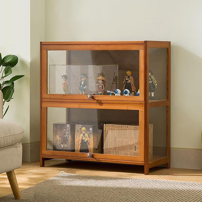 JFOZDM Display Cabinet, Multifunctional Dustproof Glass Display Case, Standing Glass Display Cabinet, Flap Cabinet Door Design, Sealed and Dustproof, Display Case for Offices, Bedrooms, Living Rooms