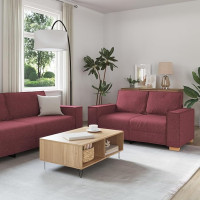 EMYRLXQW Sofas-3-teiliges Sofaset mit Kissen, weinroter Stoff