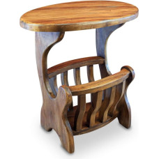 Kinaree Chiang Mai Solid Wood Side Table with Newspaper Rack (Colonial)