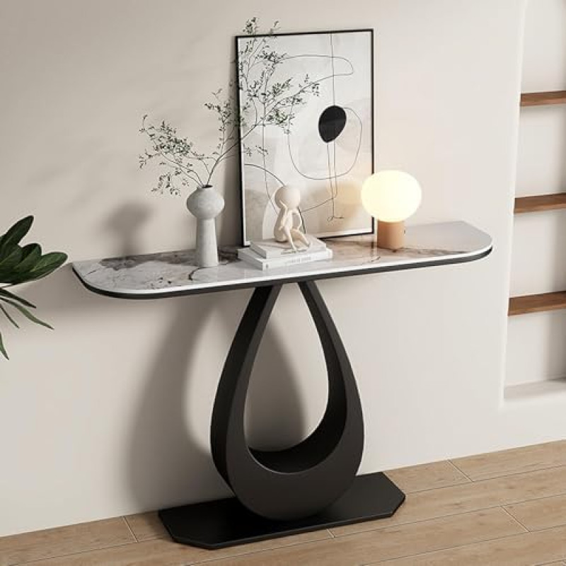 Eingangstisch mit Marmorplatte und Metallfuß, moderner Flurkonsolen-Sofatisch