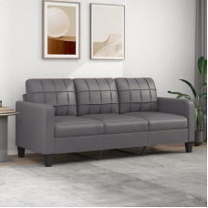 CIADAZ 3-Seater Sofa, Grey, 180 cm, Faux Leather, Sofa Living Room, Youth Sofa, Relaxing Sofa, Sofas & Couches, Sofa for Bedroom, Youth Kids' Room