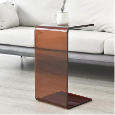 Coffee Table, Sofa Table, Side Table, Acrylic Bedside Table, C Shape, Transparent Coffee Table, Modern Scandinavian Table, Glass Look, Side Table, Coffee Table, Telephone Table for Living Room (Style