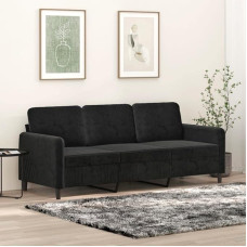 CIADAZ 359457 3-Seater Sofa, Black, 180 cm, Velvet, Lounge Sofa, Sofas & Couches, Relax Sofa, Couch for Living Room, Couch with Sleep Function