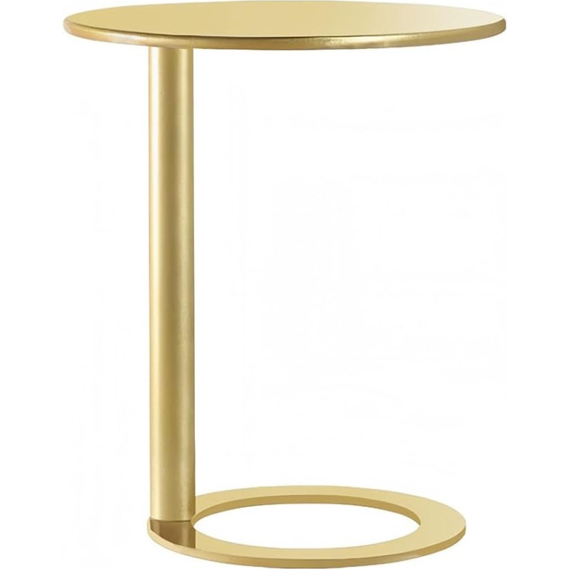 Modern C-Shaped Round Side Table for Living Room, Bedroom and Office - Metal Coffee and Bedside Table (Gold, 48 x 48 x 69 cm)