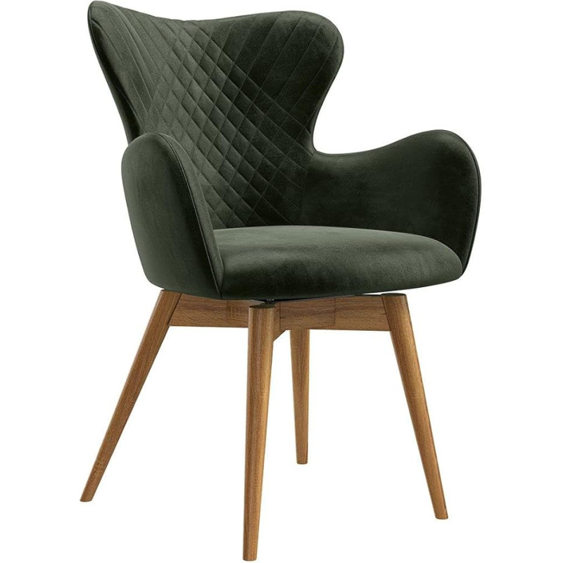 HOMELIV. Almond Swivel Armchair 62 x 65 x 87 cm in Olive Green Cosy Dining Room Chair An Eye-Catcher for Your Living Area