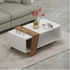 HOMIDEA MELISA Low Coffee Table - Sofa Table - Modern Coffee Table in a Fashionable Design with Shelf 91.8 x 48.8 x 35 cm (White)