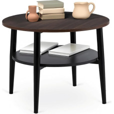 MEBEL ELITE Round Coffee Table, 60 x 45 cm, Modern Living Room Table Wood Look with Storage Space, Round Sofa Table for Living Room and Office, Round Table with Second Shelf, Easy Care and Durable