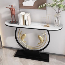 Moderner Dielentisch Konsolentisch aus Kunstmarmor, Sofatisch für Wohnzimmer, Flur & Eingang, stilvolles Design, perfekt hinter Couch