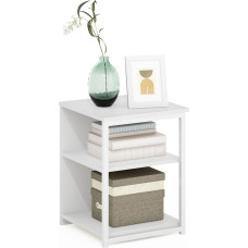 Furinno Camnus Modern Living Side Table, Bedside Table, Solid White (White)/White, 38.6 (W) x 51.1 (H) x 39.9 (D) cm