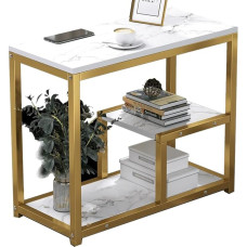 Modern Sofa Table with Shelves Entrance Table Small Spaces Side Table with Metal Frame Narrow Hallway Desk Storage Accent Table for Living Room Bedroom Entryway