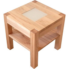 Coffee Table / Side Table Solid Heartwood Beech + Satinised Glass Dimensions 50 x 50 x 50 cm High Special Dimensions