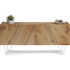 MOBILI FIVER, Emma 4-Door Sideboard with White Legs, Rustic Oak, Made in Italy