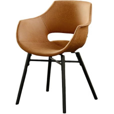 KAWOLA ZAJA Square Dining Chair Microfibre Vintage Cognac