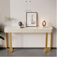 ZKBDBWTR Moderner Konsolentisch mit Schubladen, Sofatisch aus Sinterstein mit Stauraum, Beistelltisch, für Flur, Wohnzimmer, Schlafzimmer(Brown,39.3in/100cm)