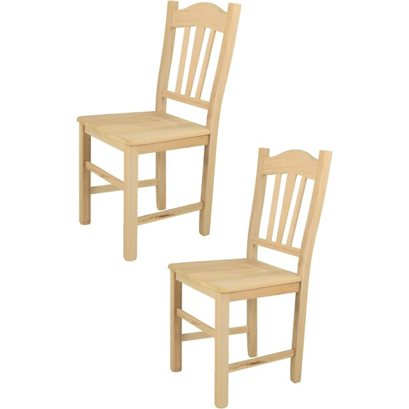 t m c s Tommychairs - Set of 2 Silvana Chairs for Kitchen and Dining Room, Robust Structure Made of Polished Beech Wood, Untreated and 100% Natural, Seat Made of Polished Wood