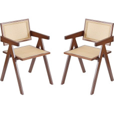 Tiita Rattan Folding Chair, Mid-Century Modern Dining Chairs, Comfortable Bamboo Chairs for Bedroom, Living Room, Reading Room, Dining Room, Kitchen