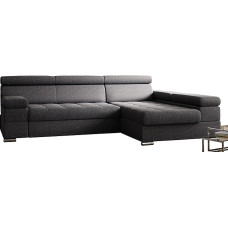 Paolo Corner Sofa with Sleep Function, Corner Couch with Bed Box, L-Shape Corner Sofa, L-Shape Sofa, Ottoman Right, 260 cm x 162 cm (Grey Inari 91)