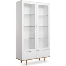 FINORI Gothenburg Display Cabinet in Matt White and Sonoma Oak Solid Scandinavian Wood 100 x 186 cm
