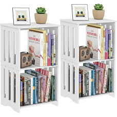 HAYOFAMY 3-Tier Side Table, Bedside Table, Set of 2, White Side Table, Small Bookshelf, Bedside Table for Bedroom, Living Room, Office, Bathroom