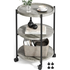 Seeday Beistelltische Wohnzimmer, 3-stöckiger moderner Beistelltisch mit Rollen, kleiner Beistelltisch, Nachttisch, Nachttisch für Wohnzimmer, Schlafzimmer oder kleine Räume, Grau