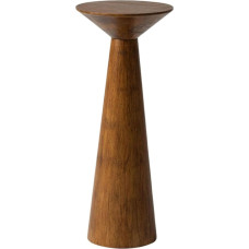 COZAYH Farmhouse Bar Table with Base, Small Solid Wood Martini Table Plant Stand, Modern Round Drinks Table for Small Spaces, Living Room, Walnut