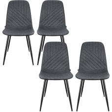 ANVOFONG Set of 4 Dining Room Chairs, Dirt-Repellent Linen Fabric with Sponge Cushion, Suitable for Kitchen, Living Room, Study, Office, Lunch Breaks, Dark Grey
