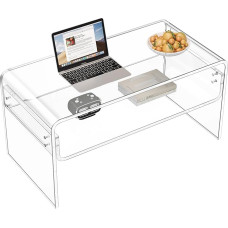 XOHYW Acrylic Coffee Table, Clear Rectangular Acrylic Side Table, Modern Tea Table with Open Storage Space, Acrylic Side Table for Living Room, Office, Reception and Bedroom