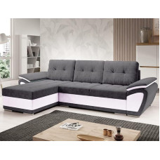 MODERNO Enzo Corner Sofa with Sleep Function Sofa Couch L-Shape Sofa Bed with Bed Box Sofa Bed Living Landscape Modern Living Room Furniture Corner Sofa Quilted Sofa Grey White