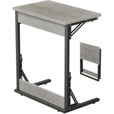 Tatub 24 Inch Wide Folding C Shaped Side Table Small Side Table for Couch Sofa TV Tray Table with Metal Frame for Living Room Bedroom Ivory White