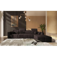 All4All Rico XII Corner Sofa with Sleep Function 346 cm x 195 cm - Sofa Bed with Bed Box - Corner Couch - XXL Sofa - Living Landscape L-Fom - Brown - Chenille Fabric - Side Right - Modern 26