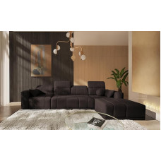 All4All Rico XII Corner Sofa with Sleep Function 346 cm x 195 cm - Sofa Bed with Bed Box - Corner Couch - XXL Sofa - Living Landscape L-Fom - Brown - Chenille Fabric - Side Right - Modern 26