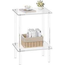 XOHYW Acrylic Side Table Coffee Table Transparent Bedside Table for Bedroom Living Room Bathroom Easy Assembly 40 x 30 x 57 cm (L x W x H)
