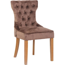CLP Franca Velvet Chair, Upholstered Chair with Rubber Wood Frame, with Floor Protectors, Colour: Brown, Frame Colour: Antique Light