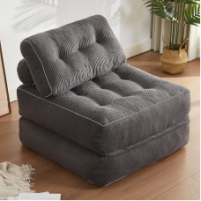 Afuson Folding Chair Bed, Futon Sofa Bed, Floor Couch for Adults, Chair Bed for Living Room, Lounge Sofa, Convertible Sofa Bed, Small Couches for Small Spaces, Grey