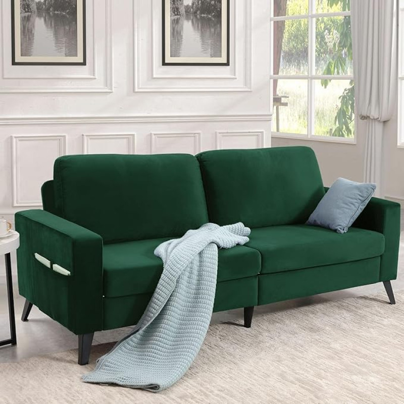 2M Sofa Couch Vevelt Couch for Living Room Mid Century Modern Decor Furniture Green