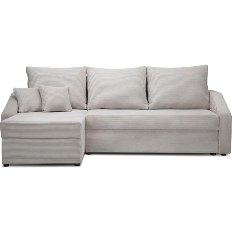 VitaliSpa Sofa L Shape Corner Sofa Beige 224 x 144 cm Includes Storage Space