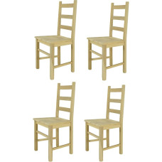 t m c s Tommychairs - Set of 4 Rustica Chairs for Kitchen and Dining Room, Robust Structure Made of Polished Beech Wood, Untreated and 100% Natural, Seat Made of Polished Wood