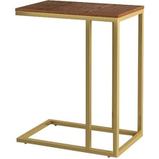 CAFIEDR Coffee Table, Solid Wood Sofa Table, Multifunctional C Shape Metal Storage Table, Suitable for Living Room and Bedroom