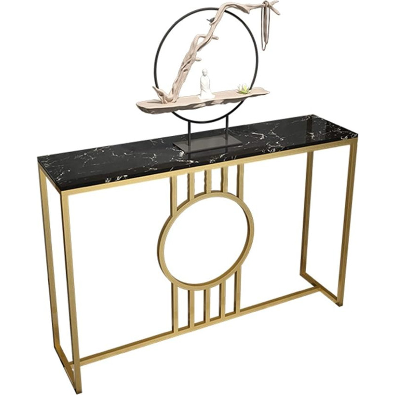 CAFIEDR Coffee Table Black Marble Console Table, Hallway Decoration Table, Living Room Sofa Table, Balcony Storage Table, 31.4 x 11.8 x 31.4 Inches