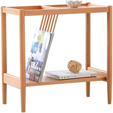 CAFIEDR Solid Wood Coffee Table 2 Layer Coffee Table Sofa Table for Home Bedroom Living Room Garden Outdoor - Wood Color