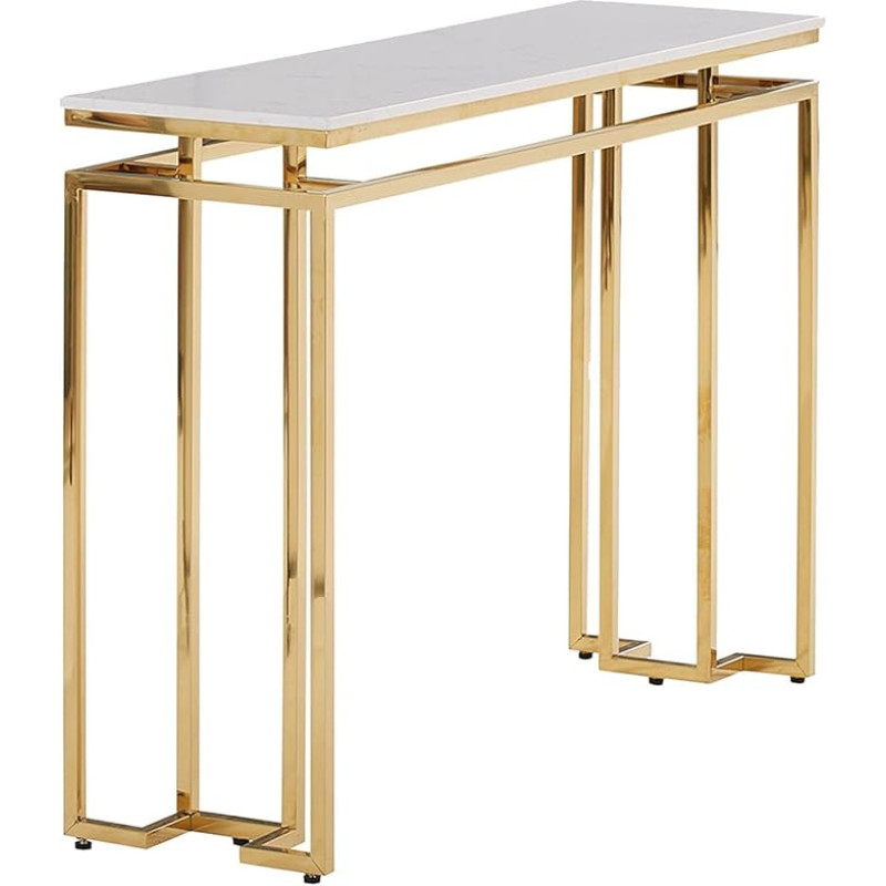 CAFIEDR Coffee Table Golden Console Table Marble Sofa Table Stainless Steel Narrow Table for Living Room Hallway 80×30×80cm