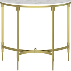 CAFIEDR Coffee Table, Semicircle Marble Sofa Table, Wrought Iron Porch Table, Narrow Table, Curved Wall Side Cabinet