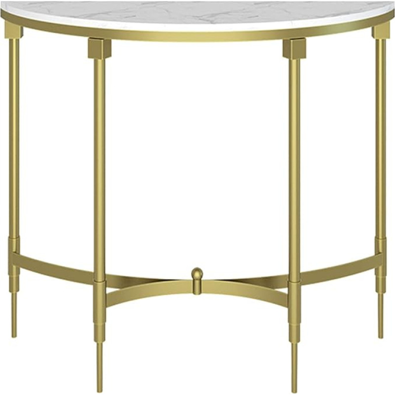 CAFIEDR Coffee Table, Semicircle Marble Sofa Table, Wrought Iron Porch Table, Narrow Table, Curved Wall Side Cabinet