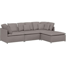vidaXL Modular Sofa with Footstool Cushion Fabric Taupe Modular Couch Modern Sofa Family Friendly Sofa L Shape Sofa Fabric