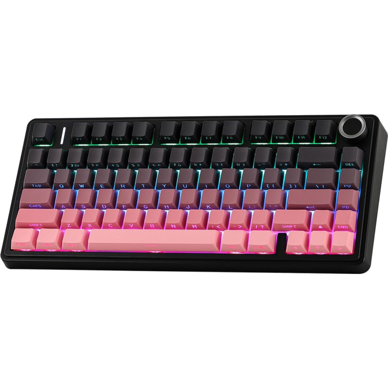 EPOMAKER X Aula F75 75% Wireless Gaming Keyboard, Tri-Mode Bluetooth/2.4GHz/USB-C Creamy Mechanical Keyboard Hot Swap, with 5-Layer Padding & Button, NKRO, RGB (Black Pink)