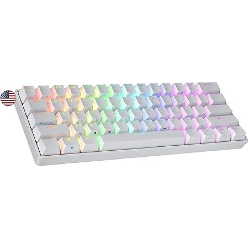 Ranked S60 Supernova Mechanical 60 Percent Keyboard, Hotswap Gaming Keyboard, 61 Programmable Keys with RGB Lighting, PC/Mac Gamer, US American Layout (White, Gateron Optical Brown)