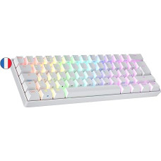 Ranked N60 Nova Mechanical 60 Percent Keyboard, Hotswap Gaming Keyboard, 62 Programmable Keys with RGB Lighting, PC/Mac Gamer, AZERTY French (White, Kailh Box Jade)