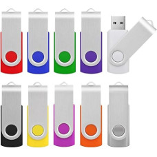 KOOTION Pack of 10 USB Sticks 8 GB Data Stick USB 2.0 Memory Sticks 10 Pieces USB Flash Lauwferk Colourful Memory Sticks Metal 8G Pack of 10 Memory Sticks Set USB Flash Drives Stick Flash 8 Gbyte