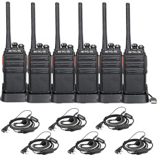 Retevis RT24 Walkie Talkies PMR446 litsentsivaba kahesuunaline raadio, laetav 16 kanaliga 50CTCSS 210DCS koos USB-laadijatega (must, 3 paari)