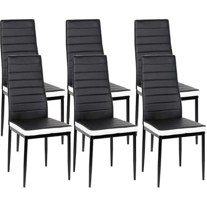Dining Room Chairs, Set of 6, Dining Room Chairs Modern, Faux Leather Cover, High Backrest, Comfortable Dining Room Chair, Faux Leather Chair, SGS Tested (6, Black and White)